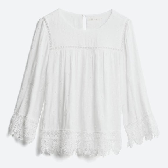Pale Sky Tops - Pale Sky Tessi Embroidered Top, White, Size XL